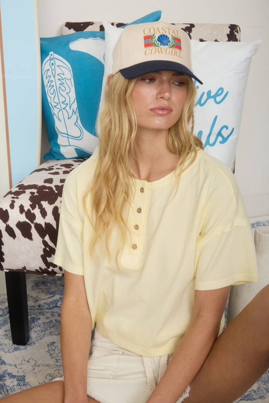 Short Sleeve Crop Henley