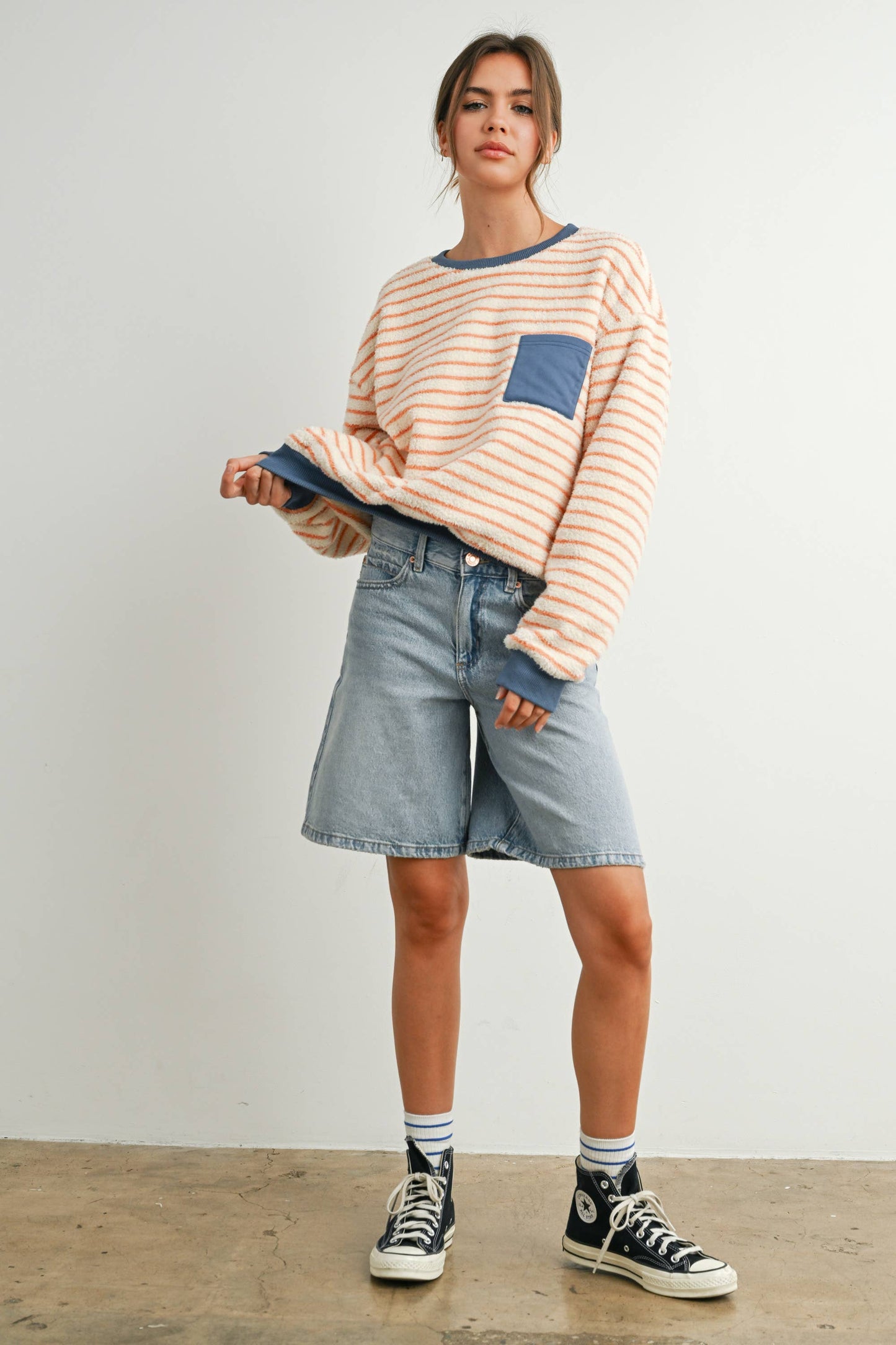 Doni Striped Oversized Crewneck Pullover