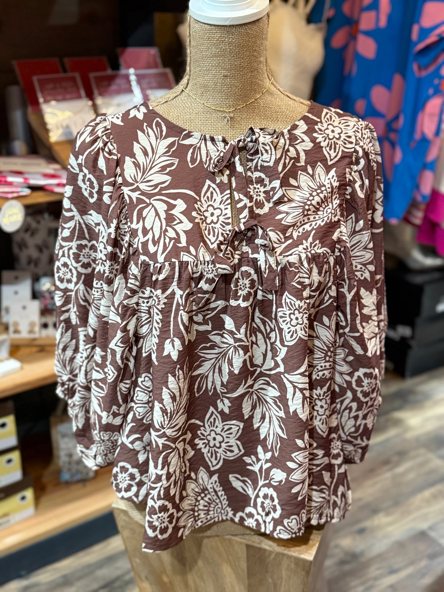 Boho Mocha Wave Top - Milly's Boutique