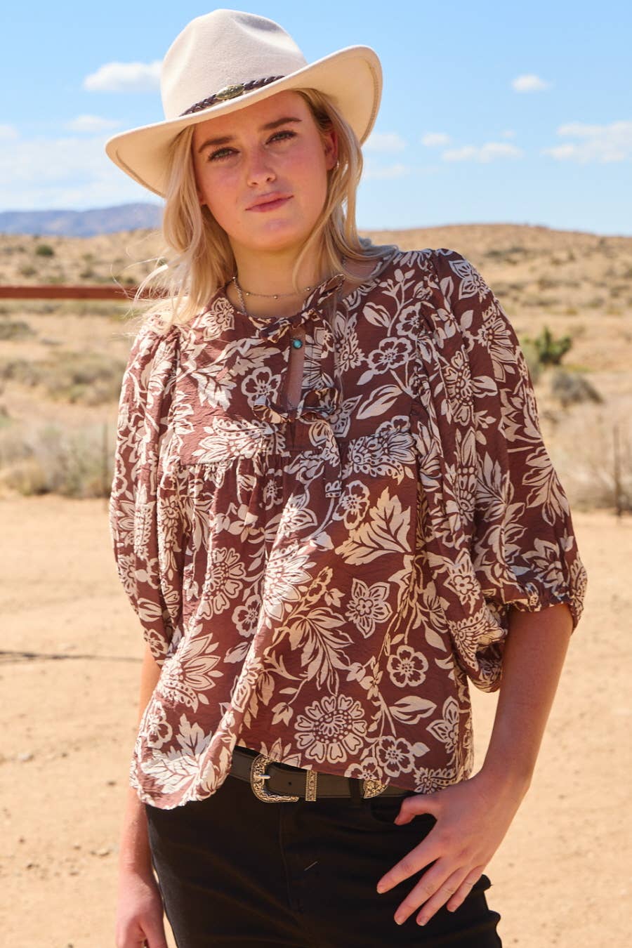 Boho Mocha Wave Top - Milly's Boutique