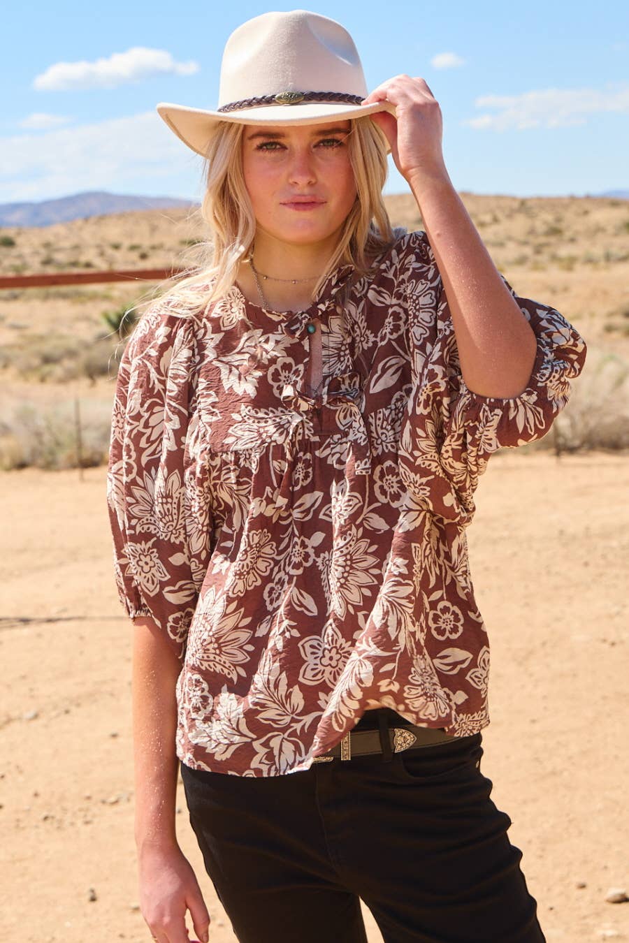 Boho Mocha Wave Top - Milly's Boutique