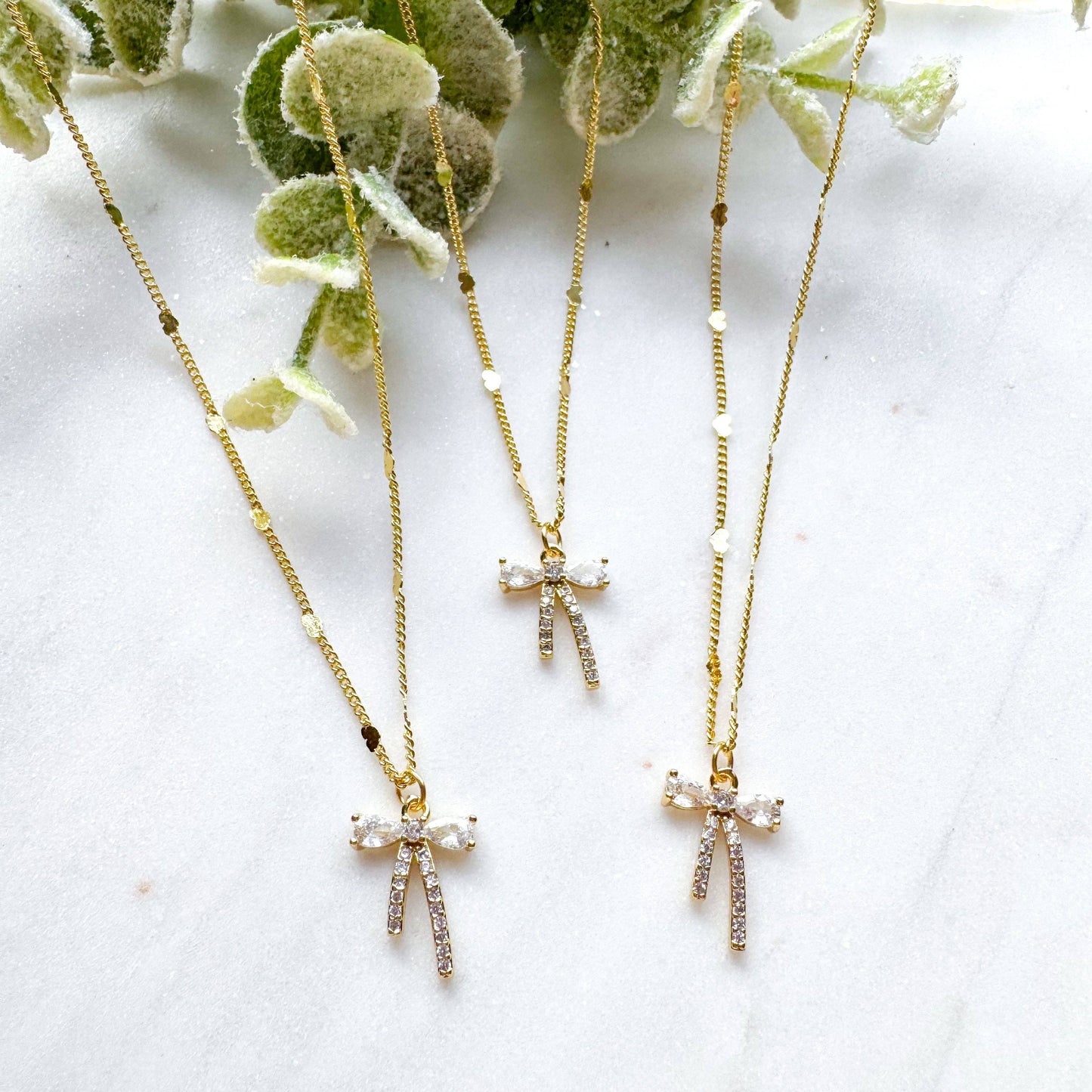 Bow with Tiny Hearts on Chain - Milly's Boutique