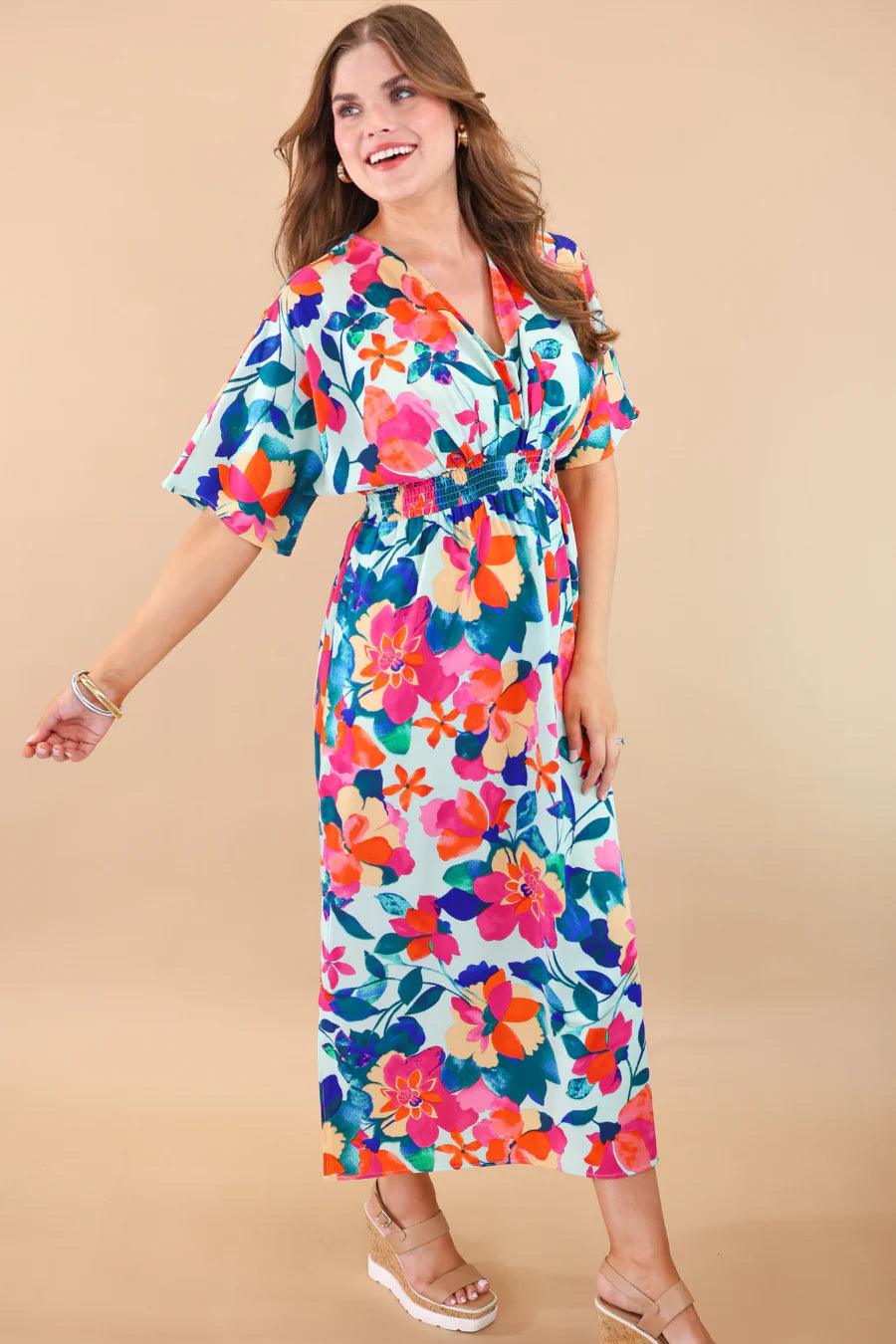 Bria Floral Midi Dress - Milly's Boutique