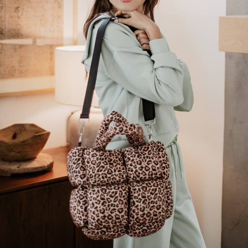 Brown Leopard Mini Puffer Tote - Milly's Boutique