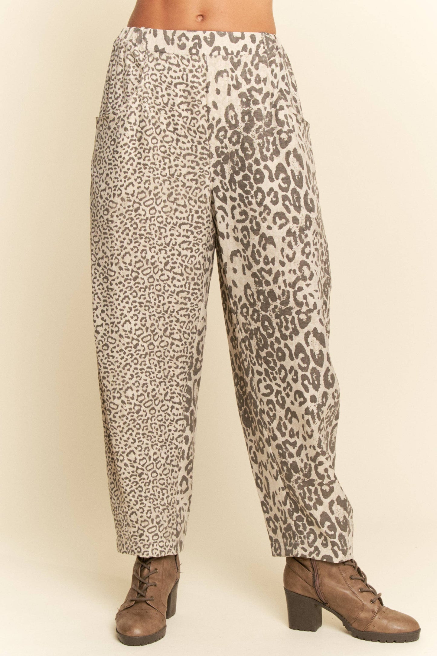 The Leopard Pull on Barrel Pant