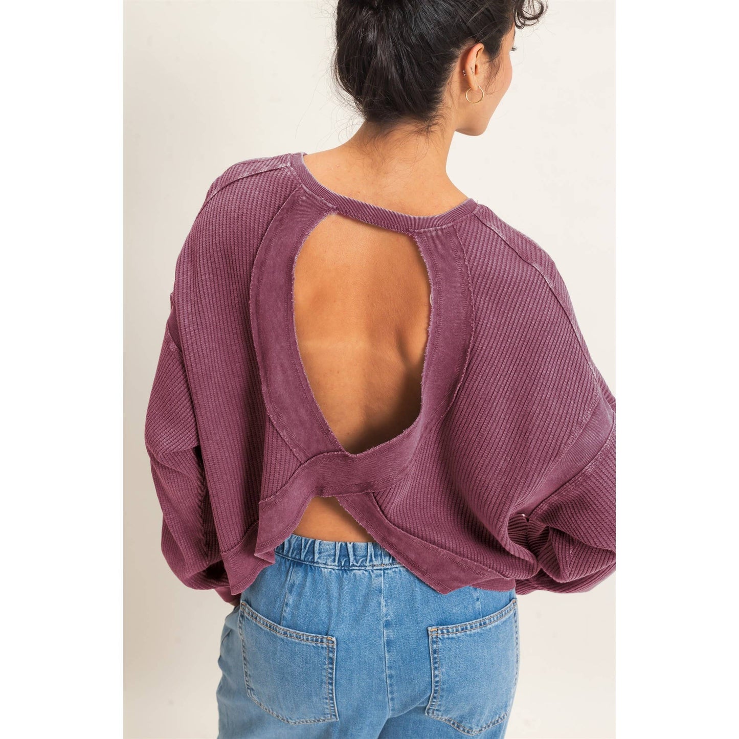 Mineral Wash Waffle Open Back Top
