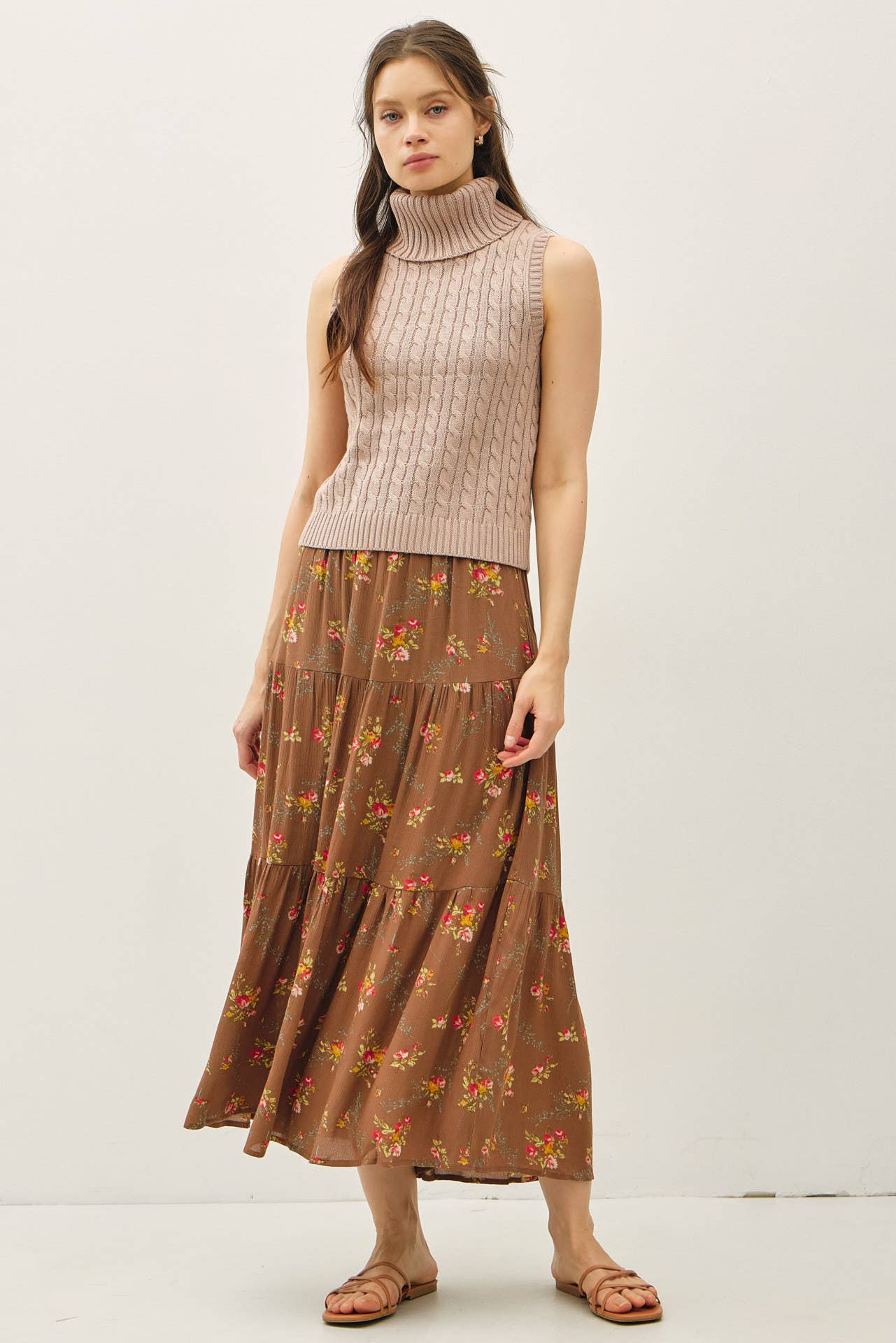 Stacey Floral Midi Tiered Skirt