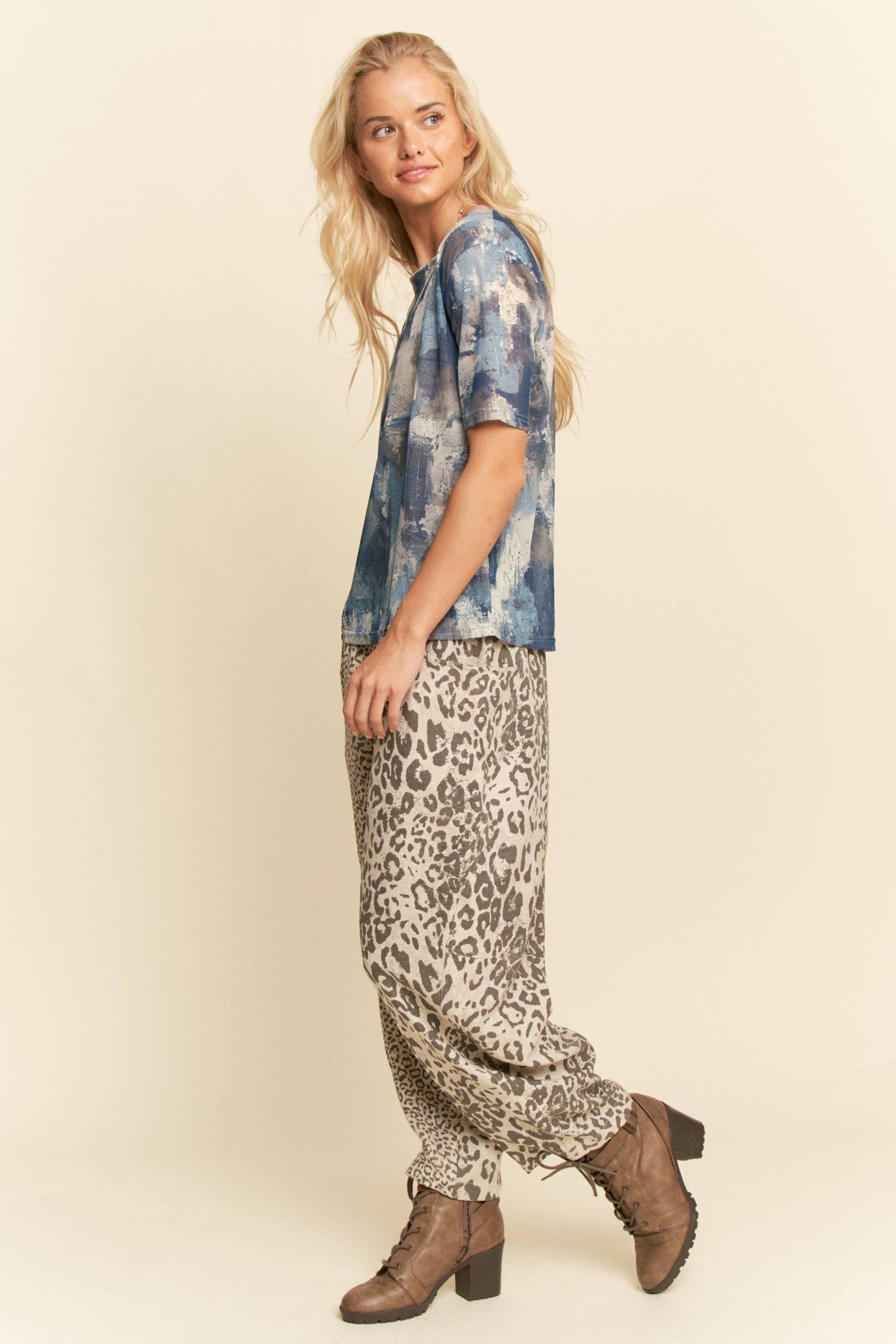 The Leopard Pull on Barrel Pant
