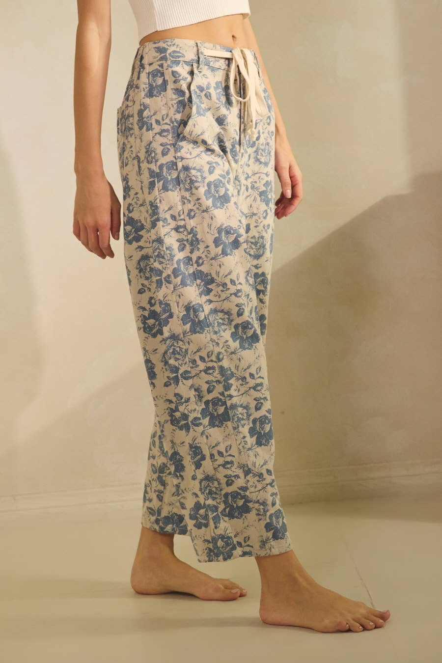 Blue Rose Drawstring Pants