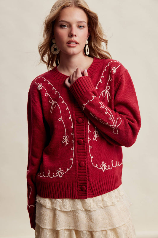 Krista Embroidered Floral Cardigan