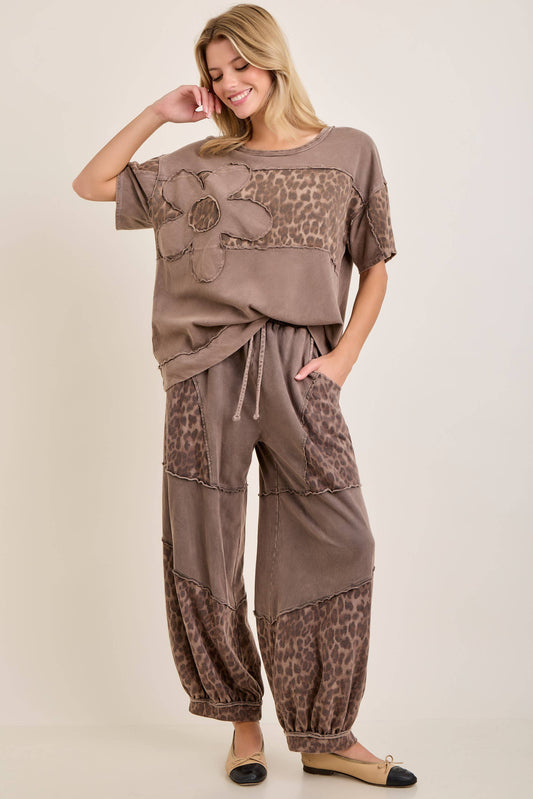 Mineral Washed Cheetah Leopard Balloon Pants