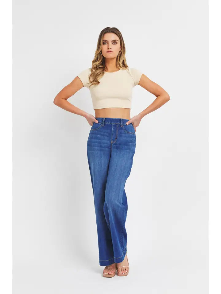 Cello High Rise Pull-On Wide Leg Jeans - Milly's Boutique