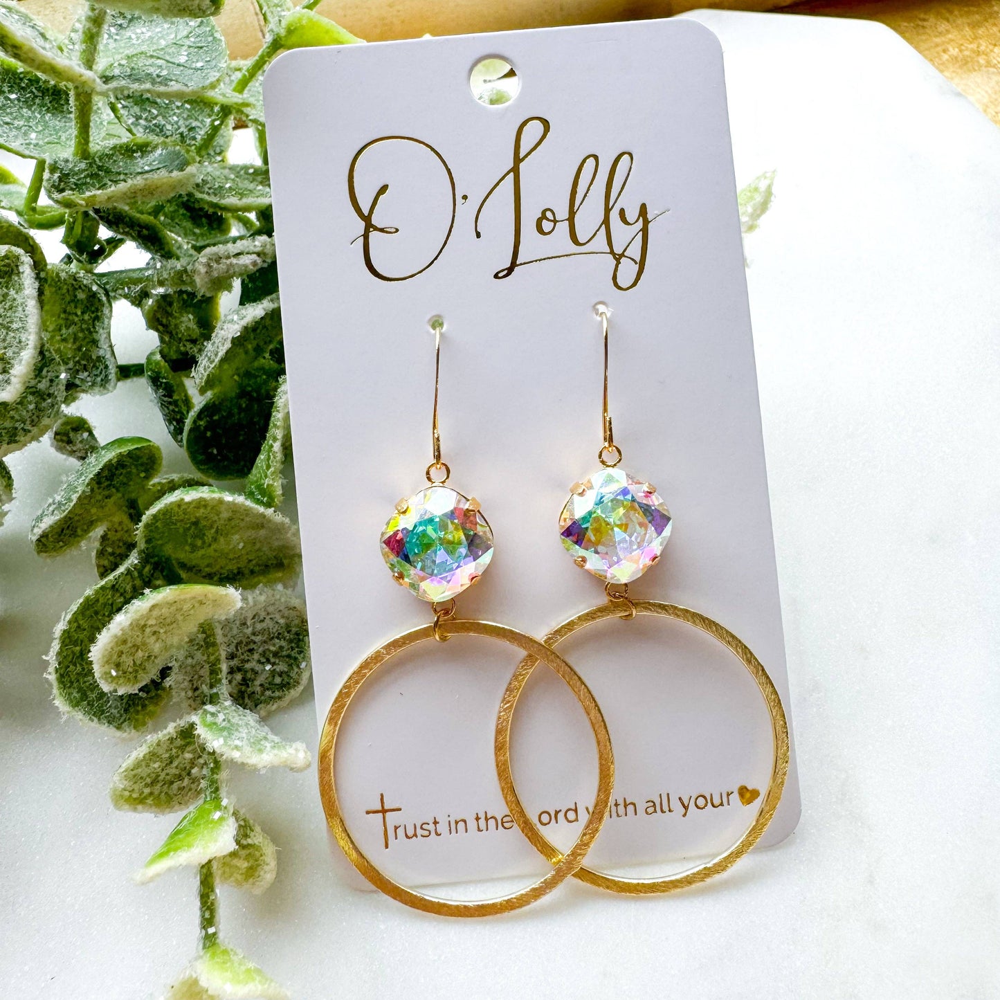 "Connie" Stone w/Gold Plated Textured Hoop Earrings - Milly's Boutique