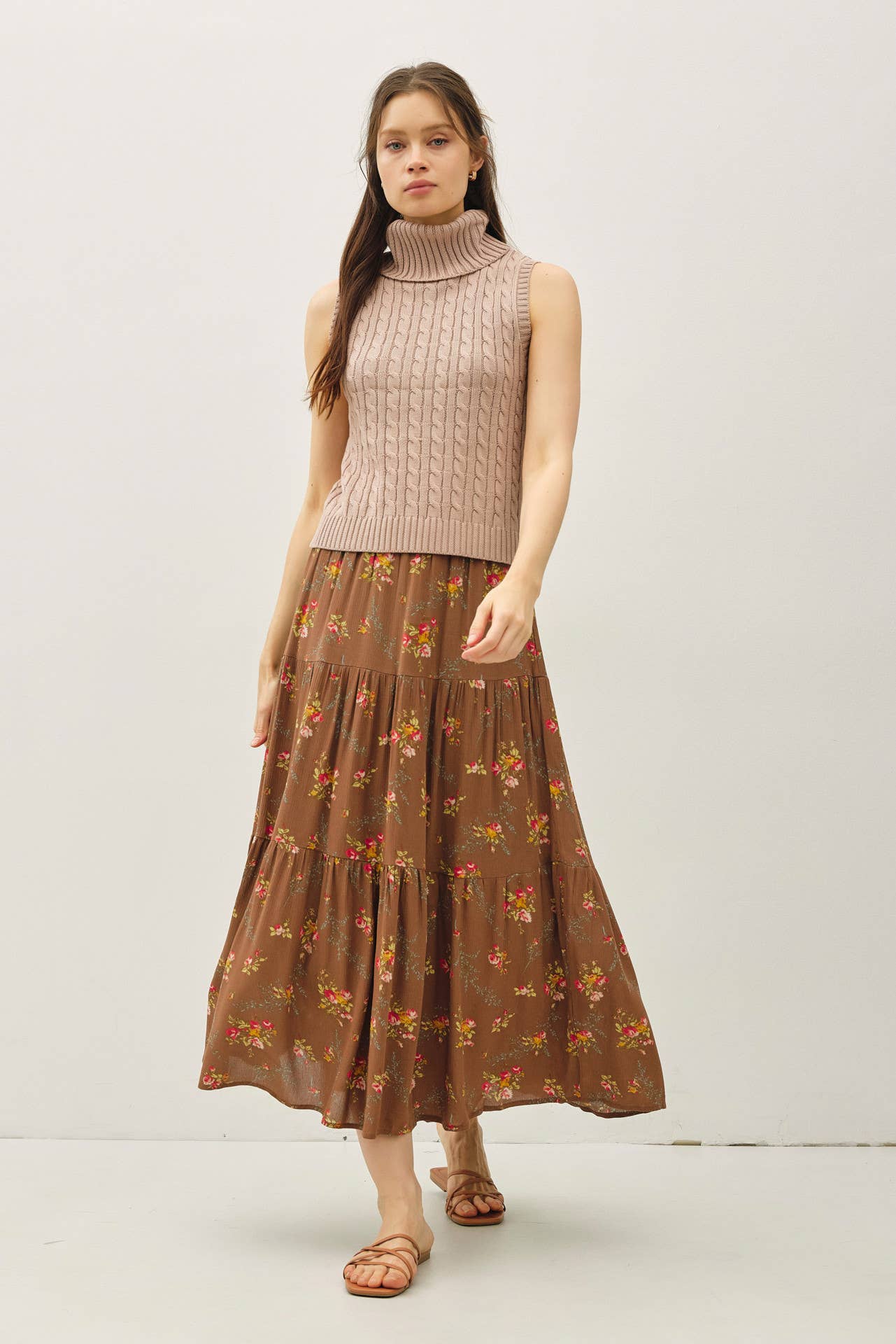 Stacey Floral Midi Tiered Skirt