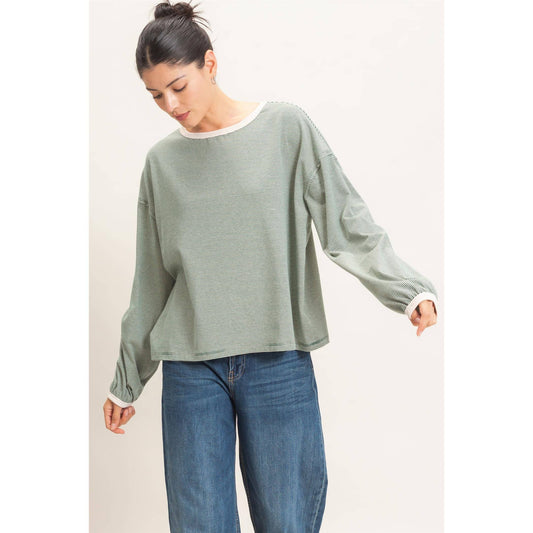 Kendra Striped Boat Neck Top