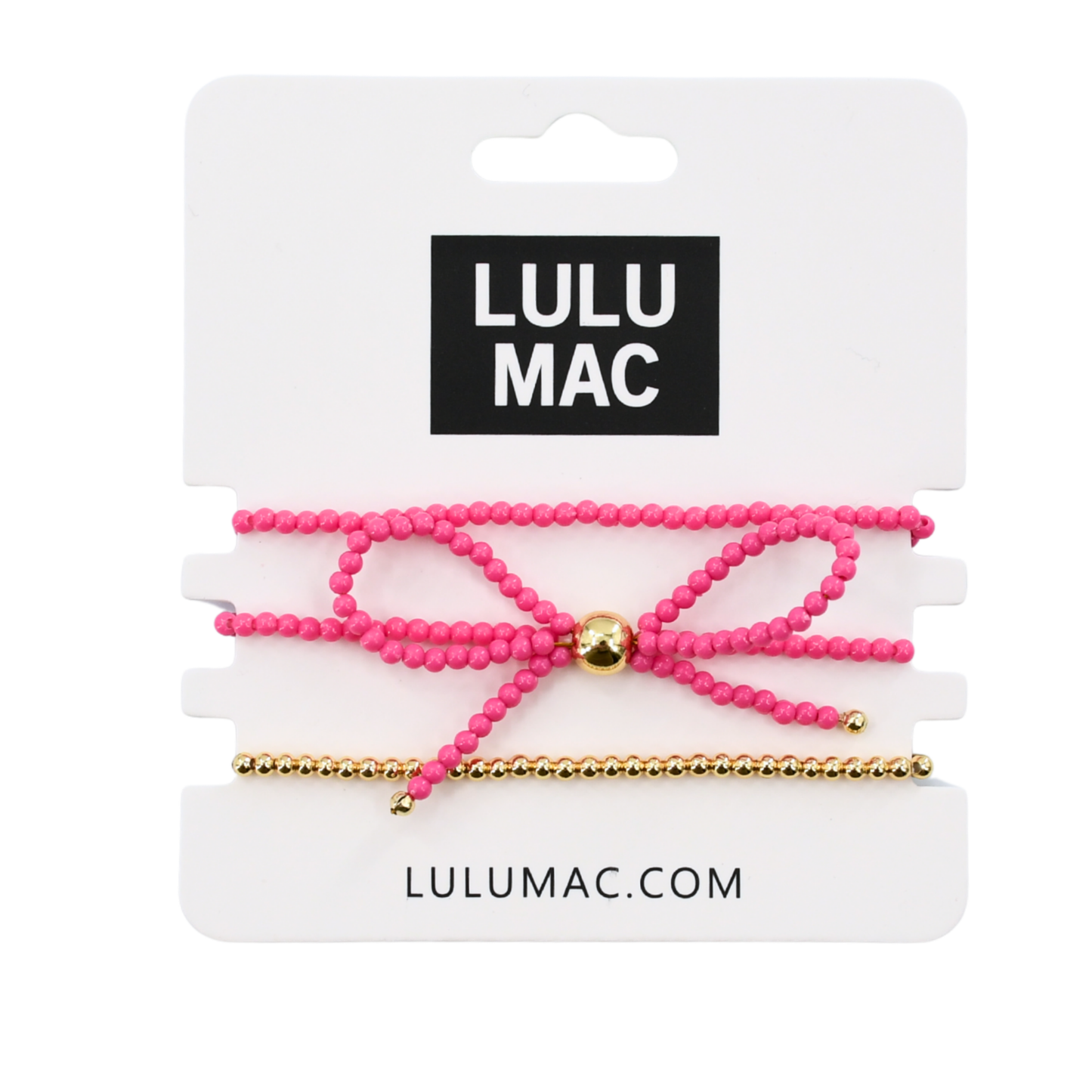 LULU Bow Bracelet Stack HOT PINK