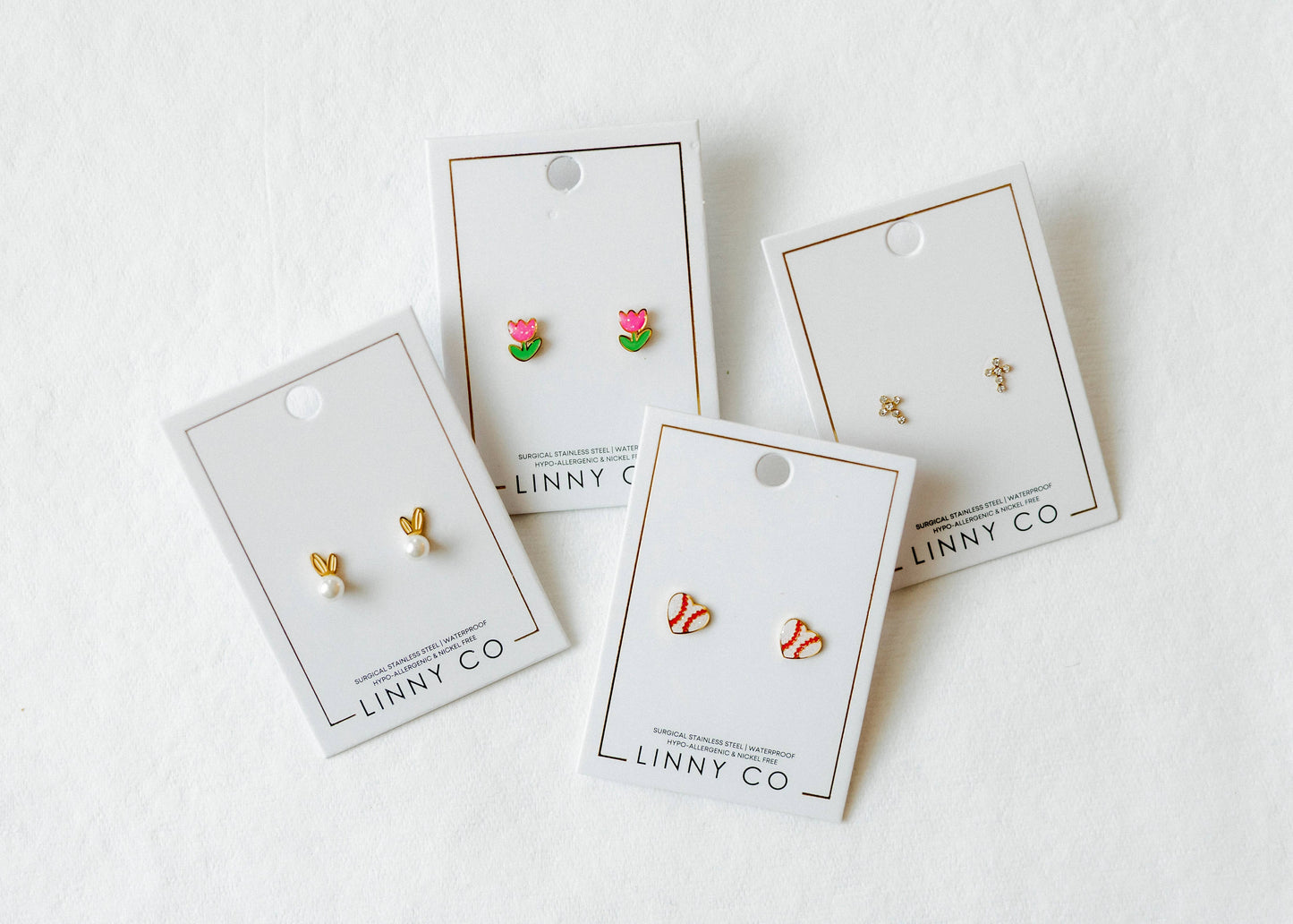 Screwback Stud Earrings - Clara Cross Gold Sparkle