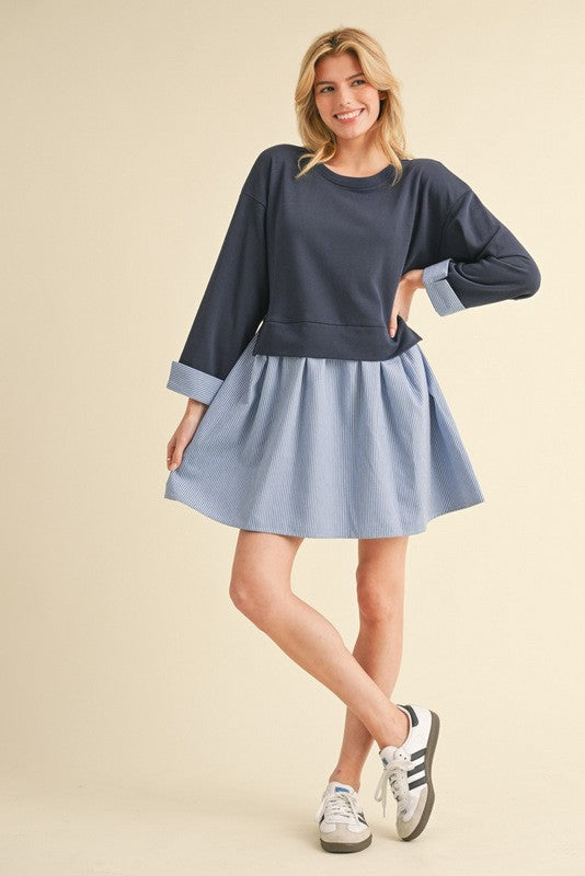 Dani Mixed Fabric Dress - Milly's Boutique