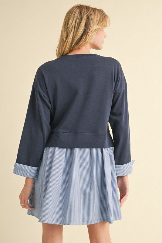Dani Mixed Fabric Dress - Milly's Boutique