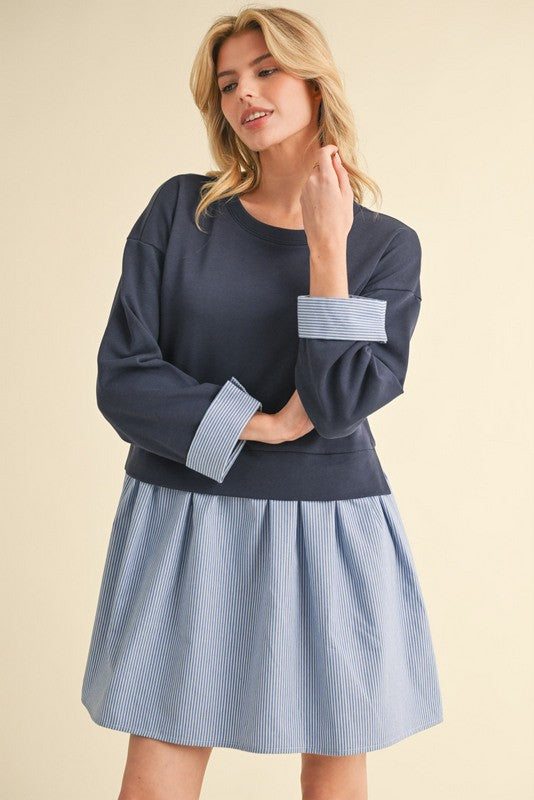 Dani Mixed Fabric Dress - Milly's Boutique