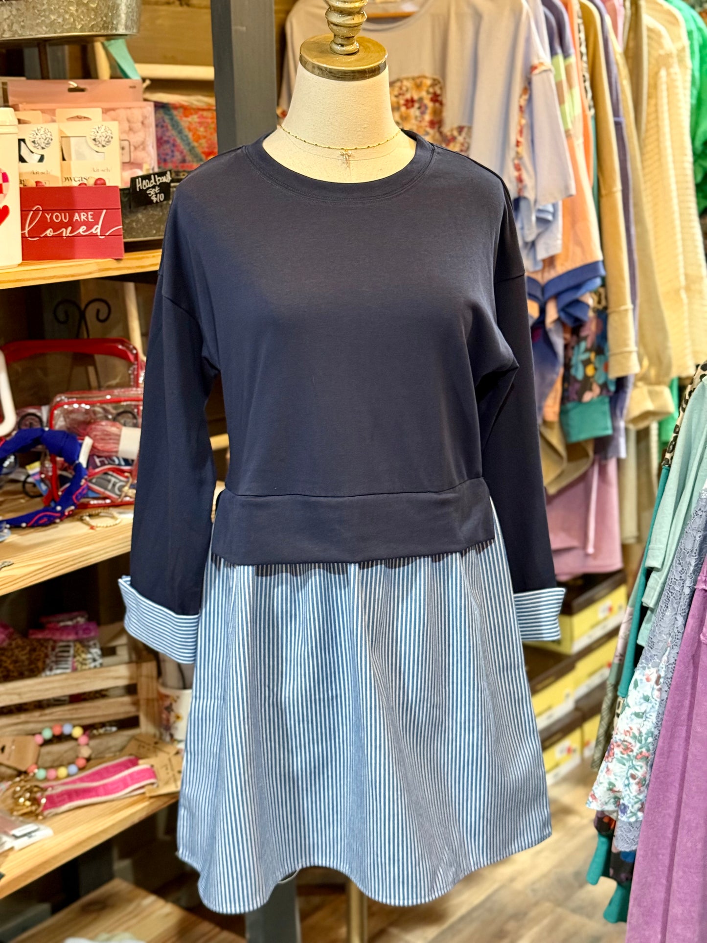 Dani Mixed Fabric Dress - Milly's Boutique