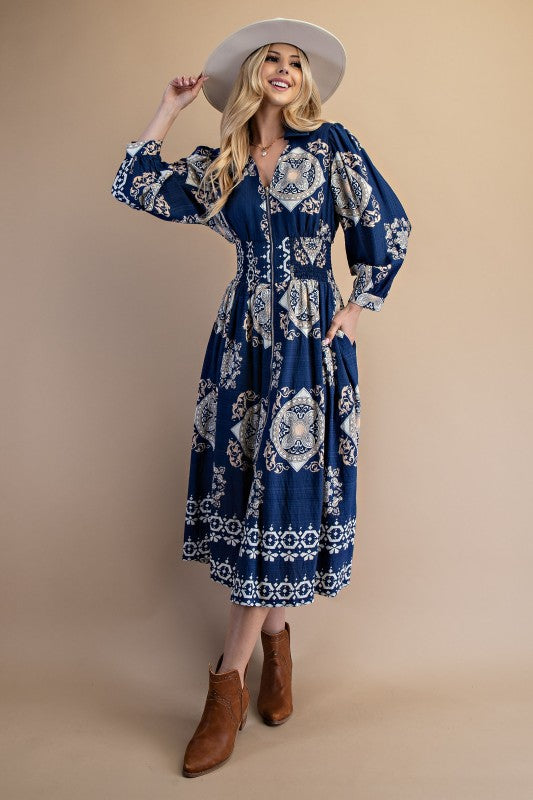 Dani Tile Print Midi Dress - Milly's Boutique