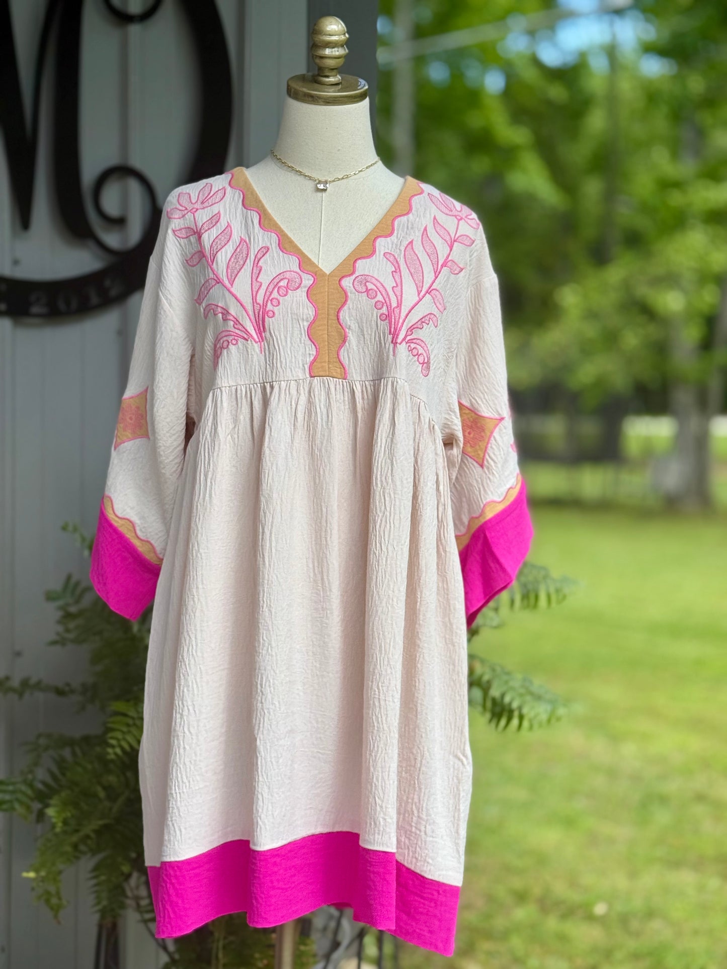 Darla Embroidered V Neck Dress - Milly's Boutique