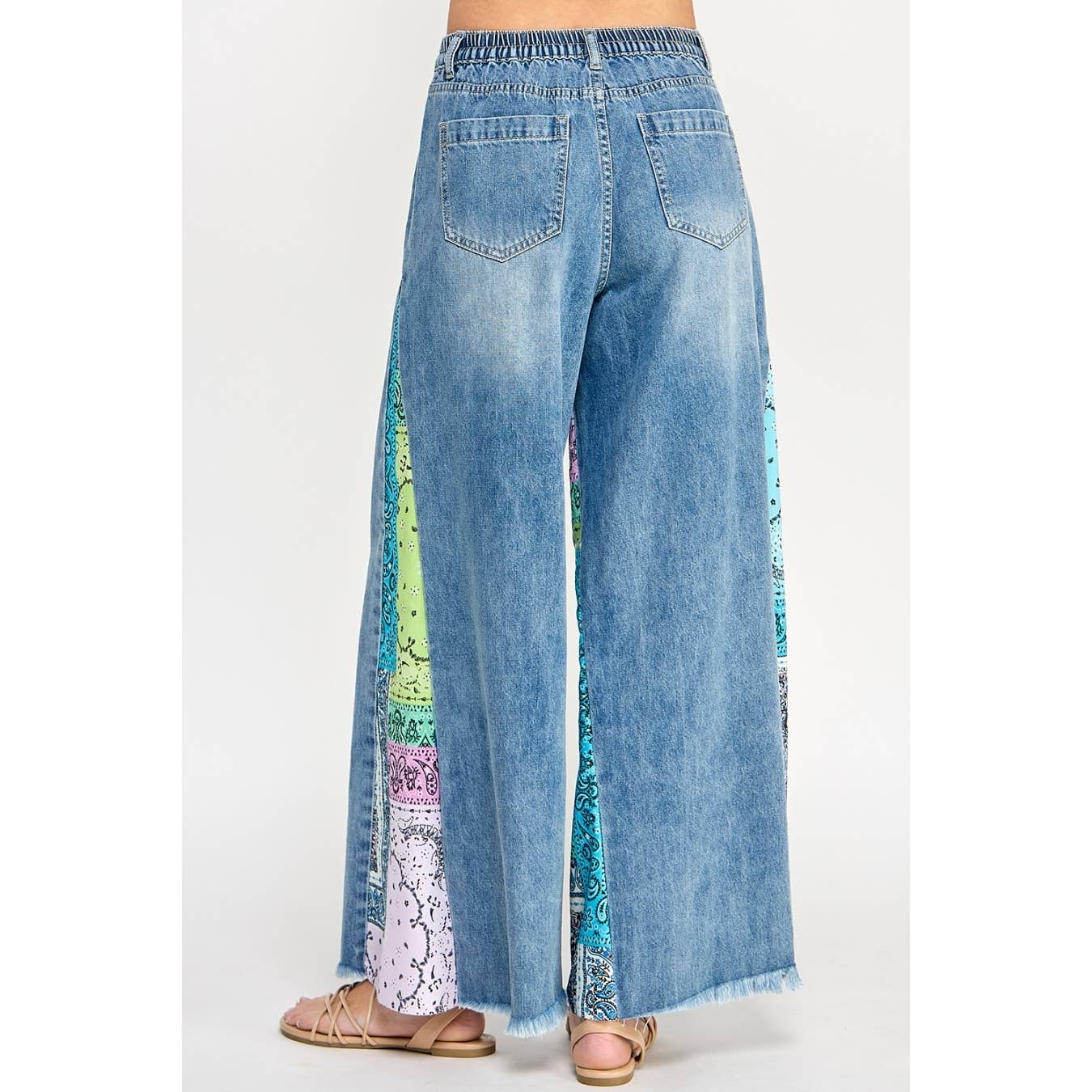 Denim and Paisley Palazzo Pants - Milly's Boutique