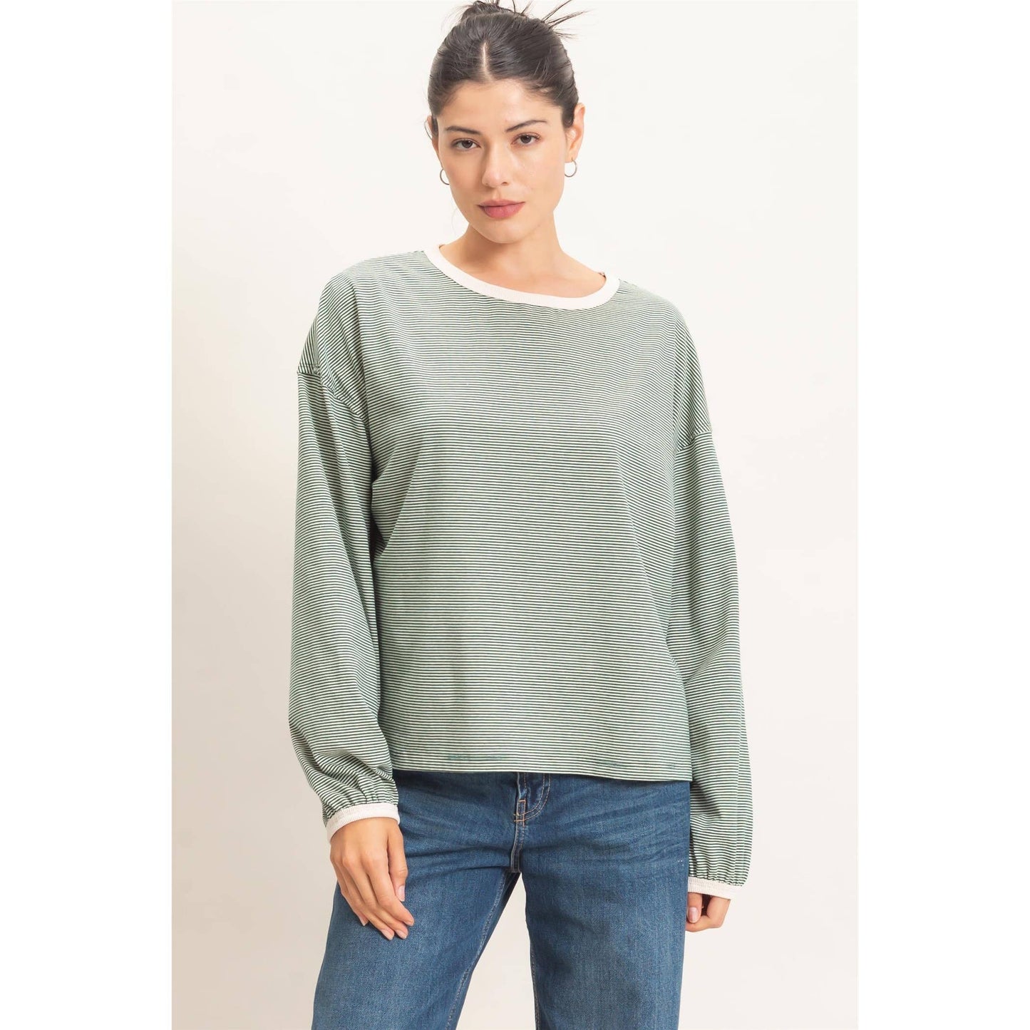 Kendra Striped Boat Neck Top