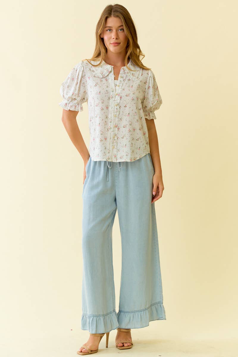 Amy Floral Print Peter Pan Collar Top