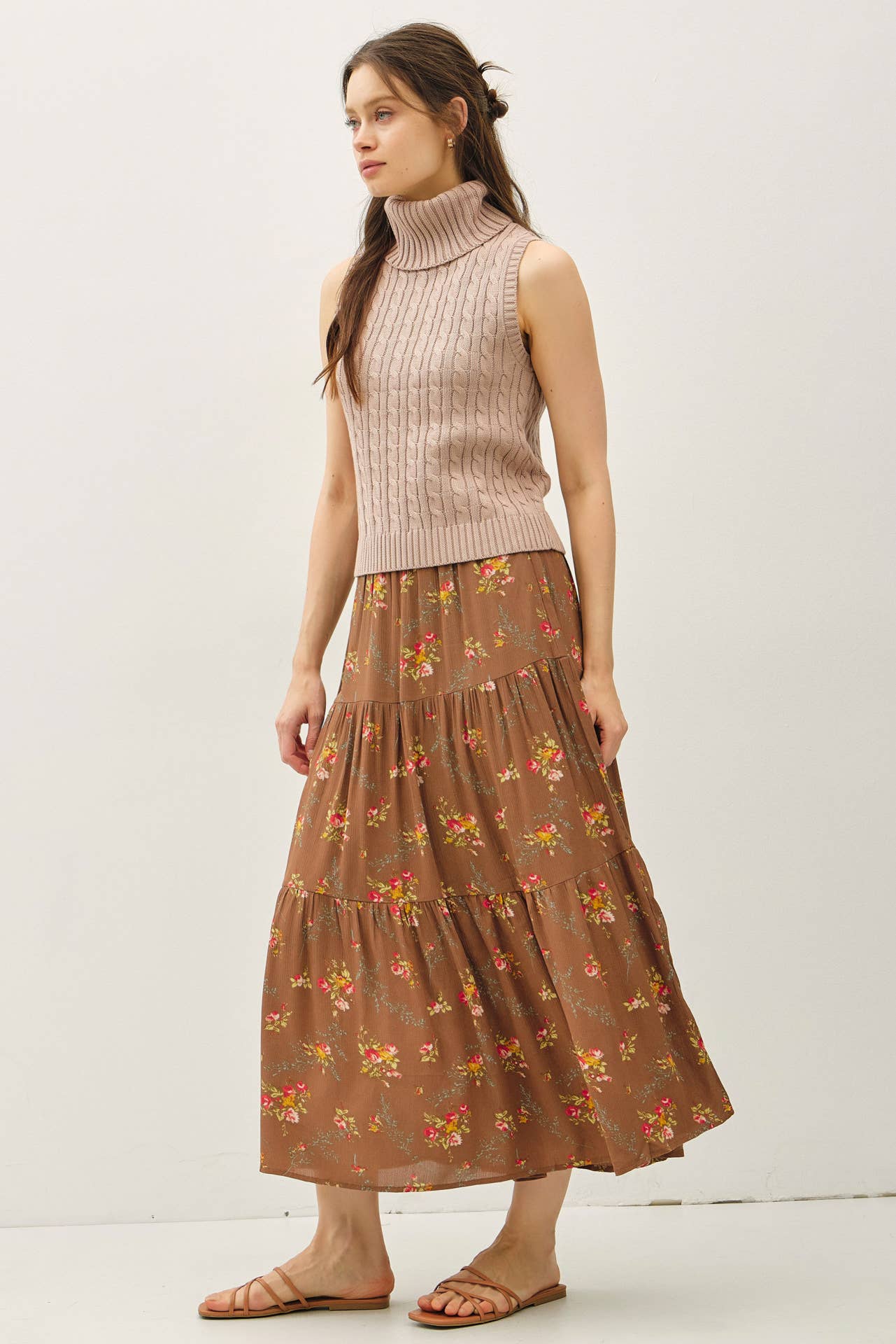 Stacey Floral Midi Tiered Skirt