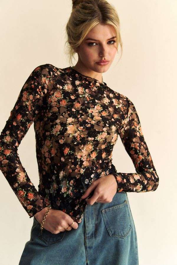 Floral Mesh Layering Top - Milly's Boutique
