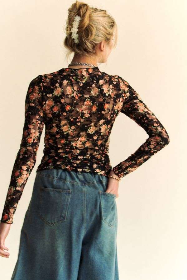 Floral Mesh Layering Top - Milly's Boutique