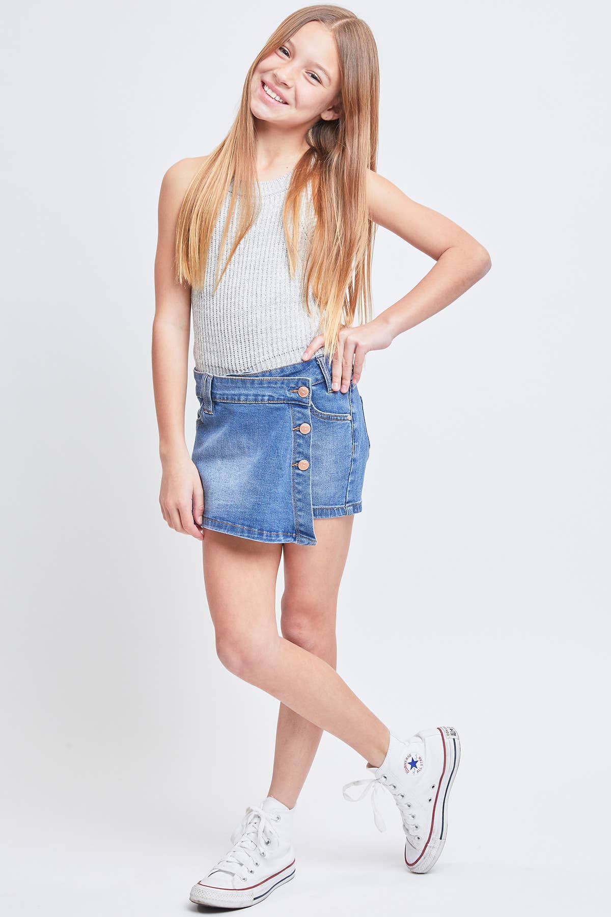 Girls 3-Button Asymmetric Skort - Milly's Boutique