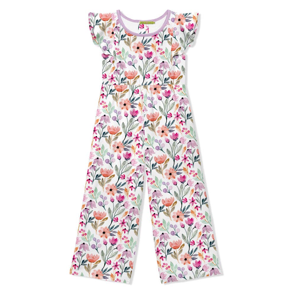 Girls Petulia Floral Angel-Sleeve Jumpsuit - Milly's Boutique