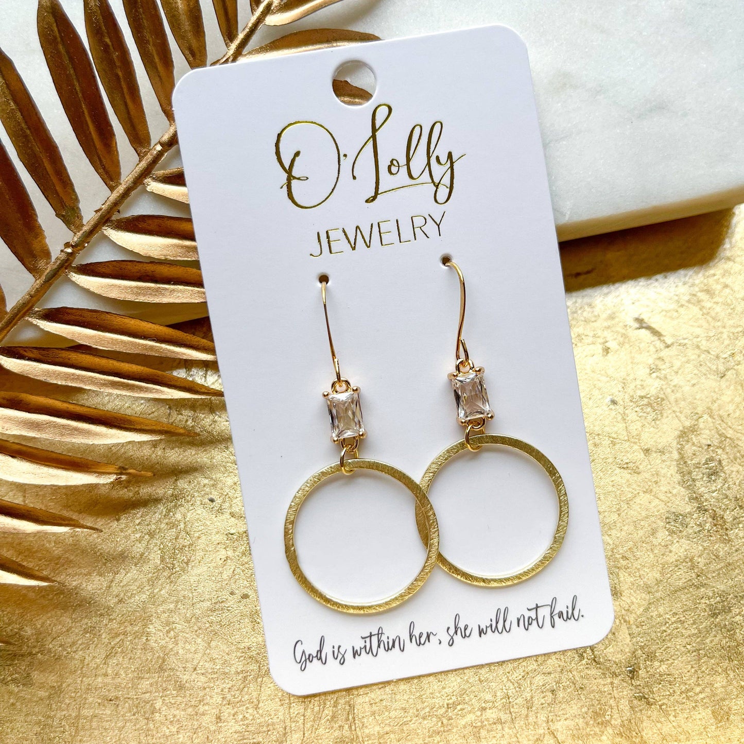 "Hadley"- CZ Stone w/Gold Textured Hoop Earrings - Milly's Boutique