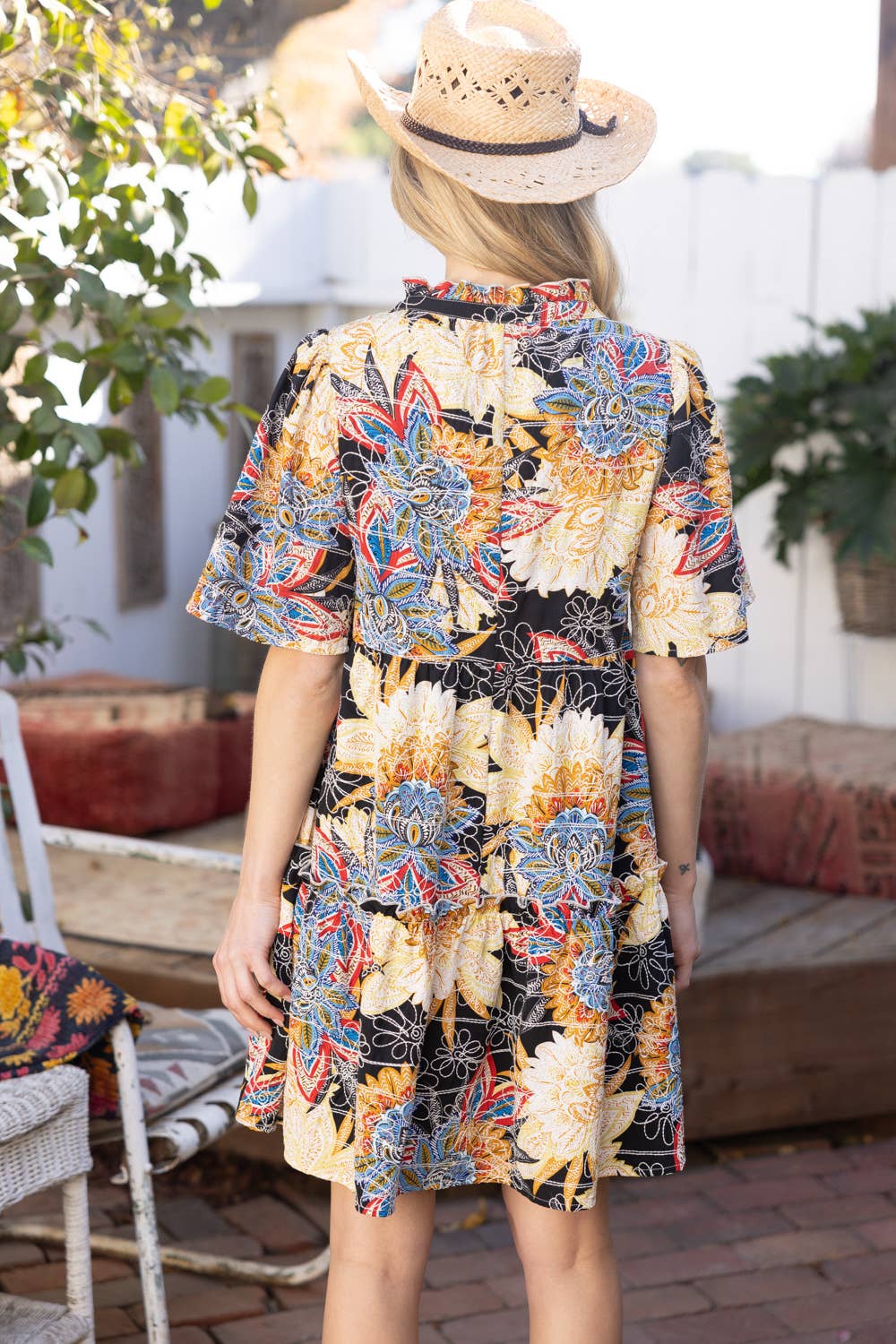 Hope Embroidered Mix Floral Print Tiered Dress - Milly's Boutique