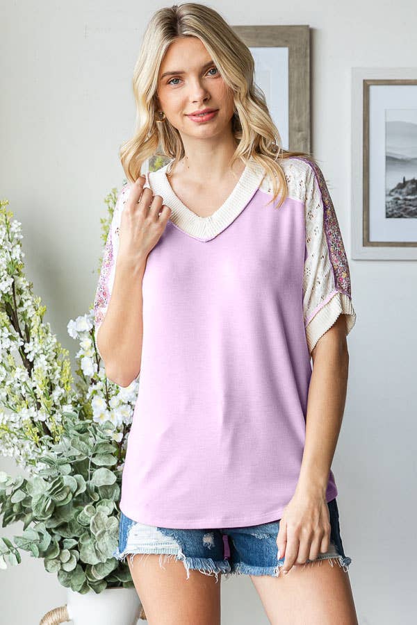 Hope Floral Detail Color Block Plus Top - Milly's Boutique