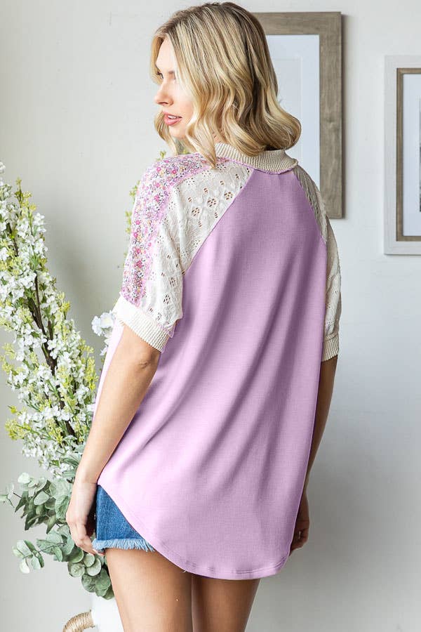 Hope Floral Detail Color Block Plus Top - Milly's Boutique