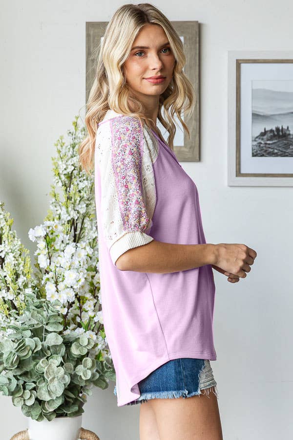Hope Floral Detail Color Block Plus Top - Milly's Boutique