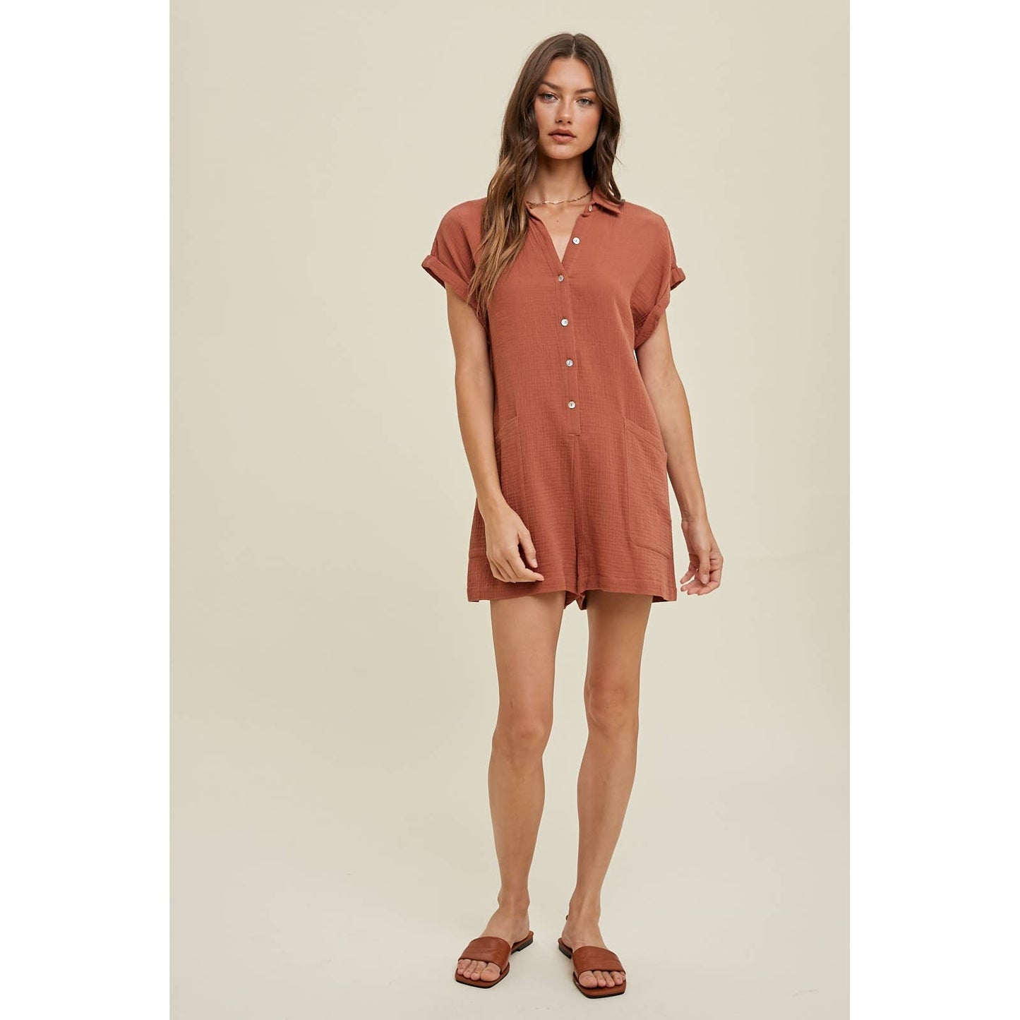 Janie Button Up Romper - Milly's Boutique