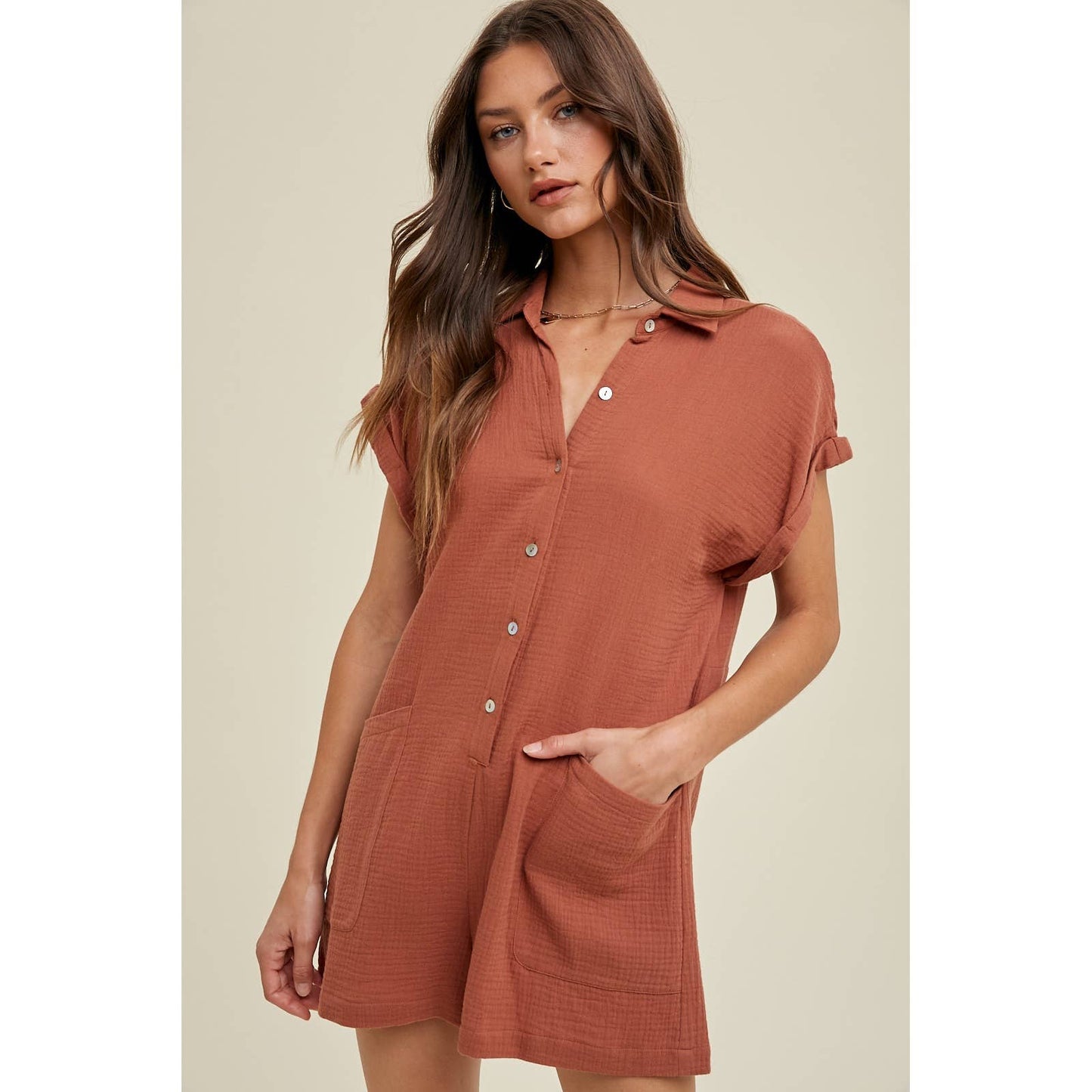 Janie Button Up Romper - Milly's Boutique