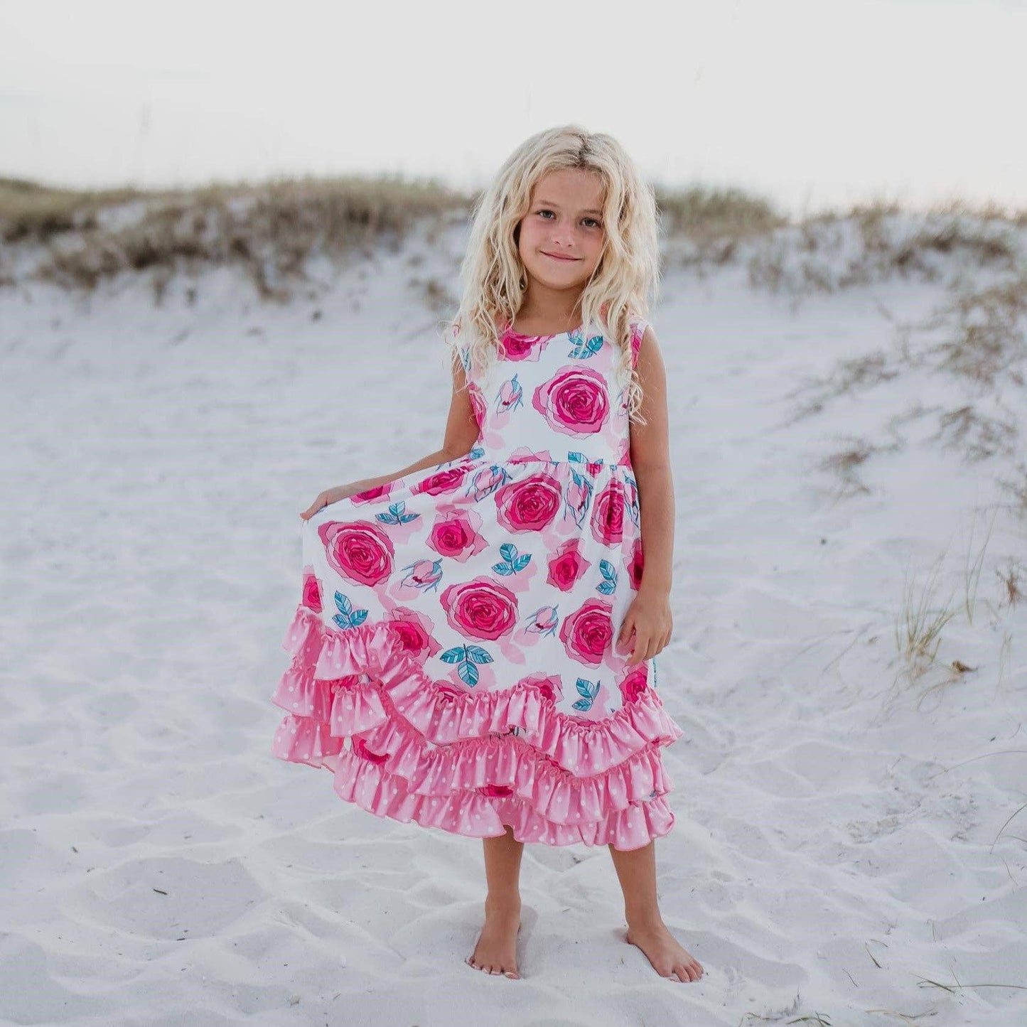 Jayla Pink Rose Three Ruffle Dress - Milly's Boutique