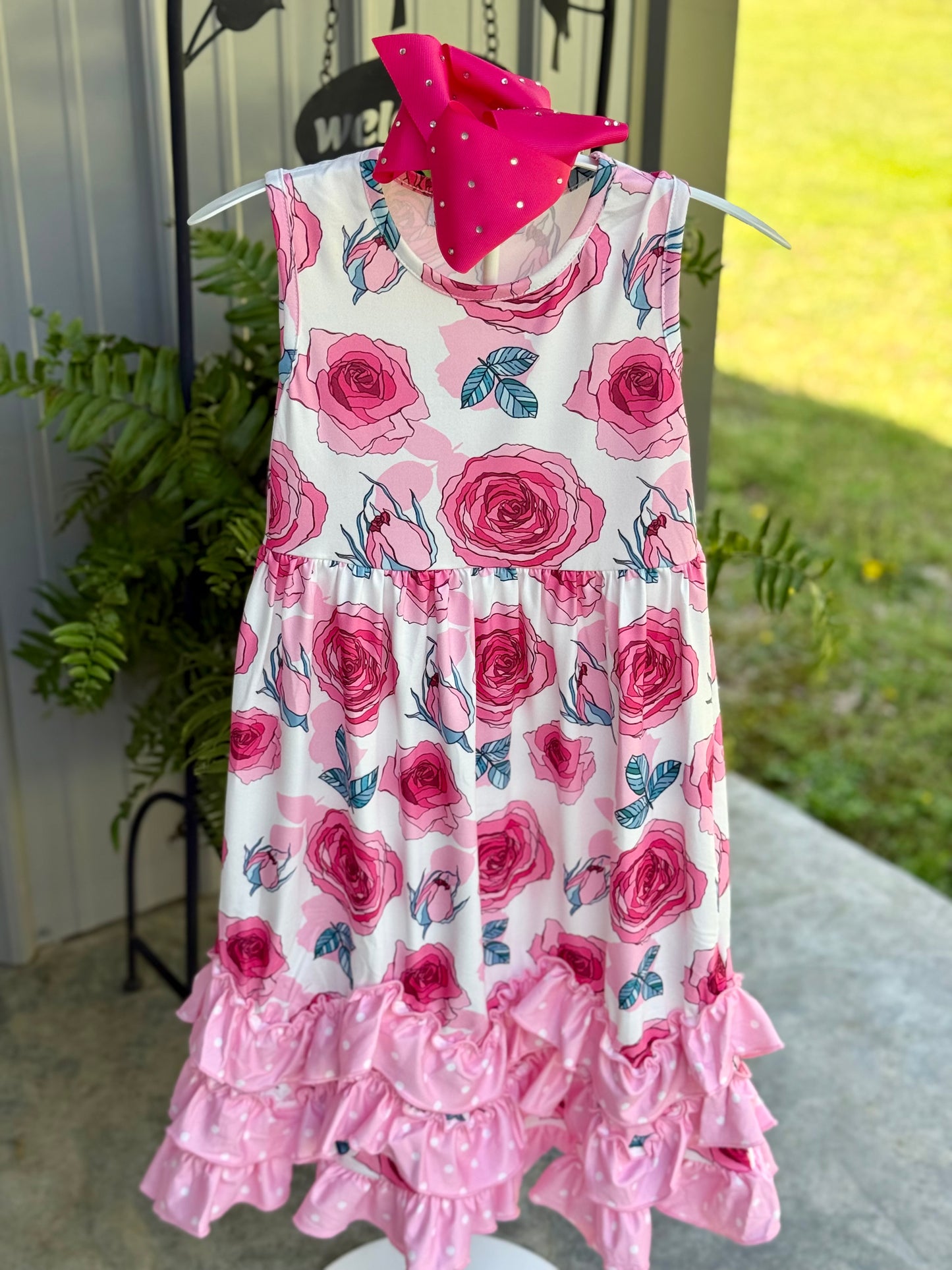 Jayla Pink Rose Three Ruffle Dress - Milly's Boutique