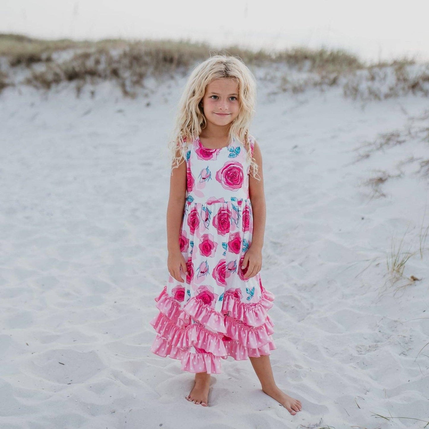 Jayla Pink Rose Three Ruffle Dress - Milly's Boutique