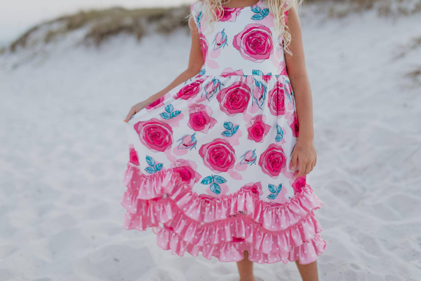 Jayla Pink Rose Three Ruffle Dress - Milly's Boutique