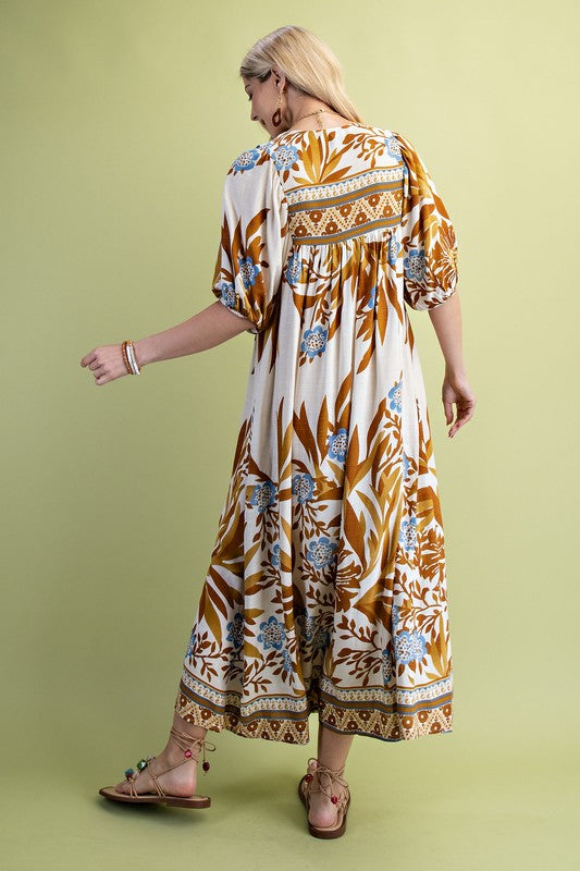 Jenna Boho Style Midi Dress - Milly's Boutique