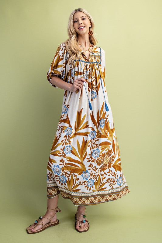 Jenna Boho Style Midi Dress - Milly's Boutique