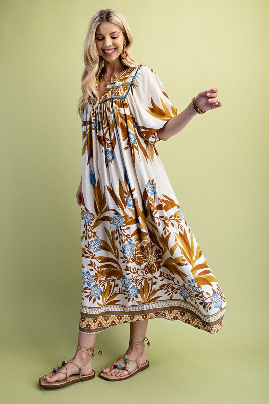 Jenna Boho Style Midi Dress - Milly's Boutique