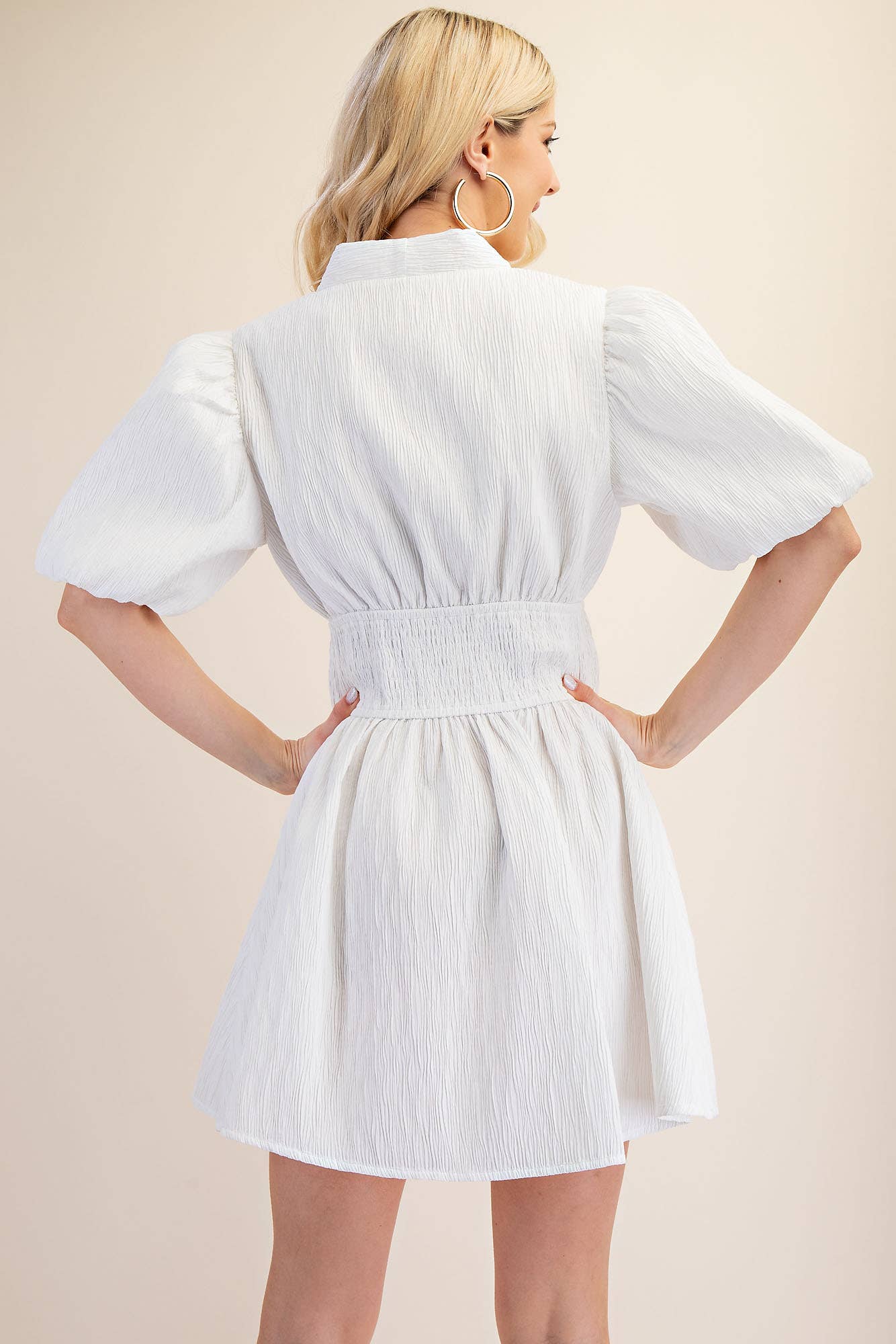 Jenna Puff Sleeve Front Zip Dress - Milly's Boutique